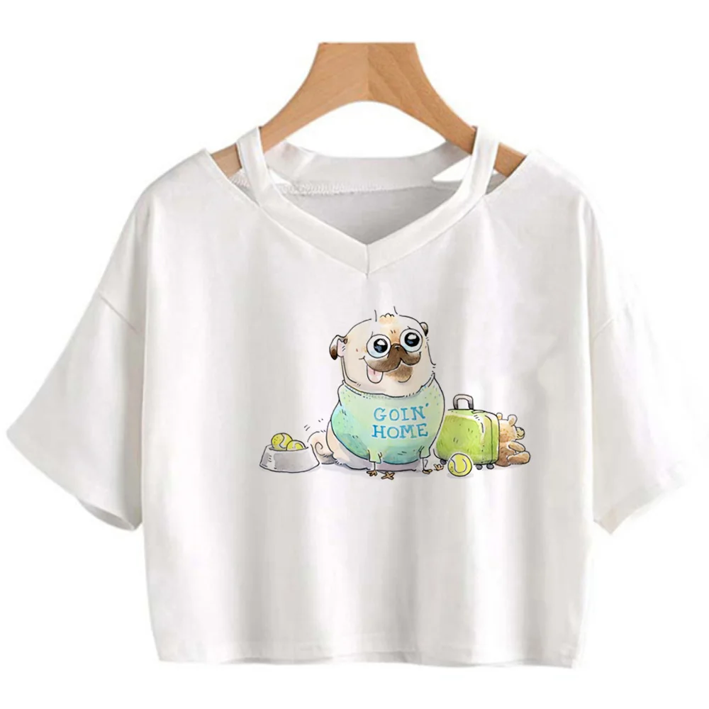 Pug fairy grunge  hippie  gothic  crop top Woman cyber y2k cute hippie tshirt