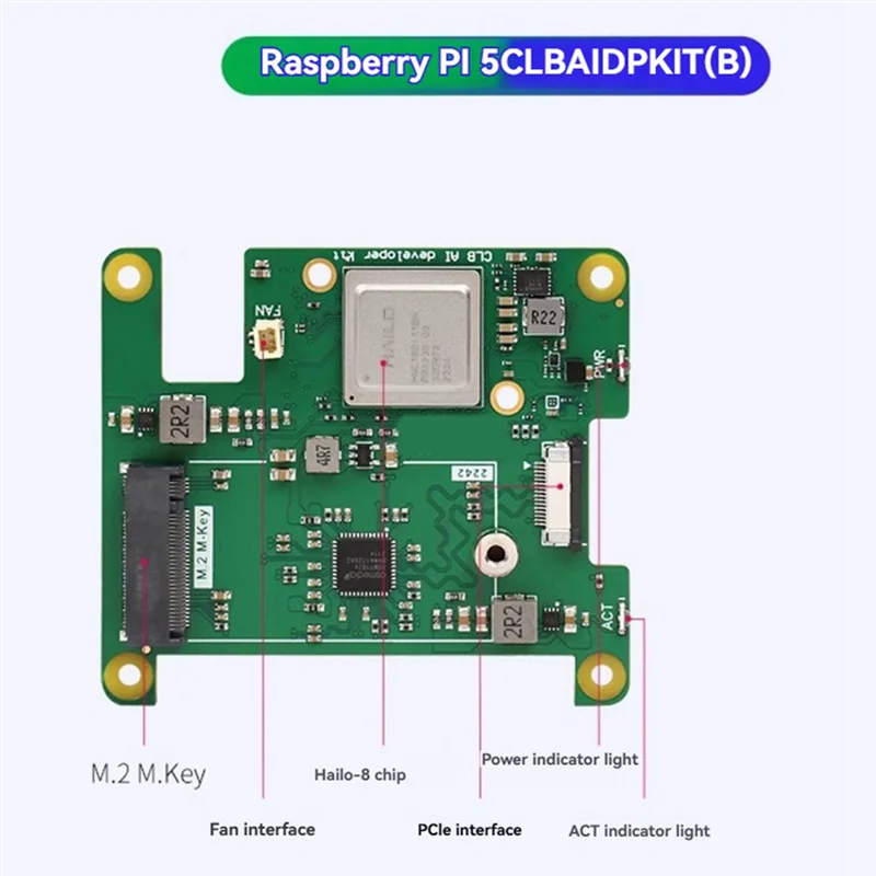 C9-Para Raspberry Pi 5 CLB AI DP Kit para Raspberry Pi AI Kit PCIE a M.2 placa de expansión Hailo-8 CLB AI desarrollador Kit
