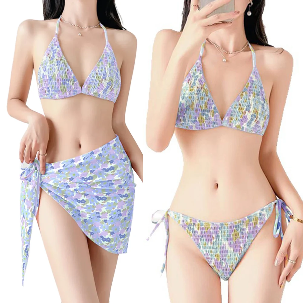 Comfortable Adjustable Bikini Casual Cover-up Floral Bikini Set Adjustable Straps Comfortable Fit Long-lasting Use