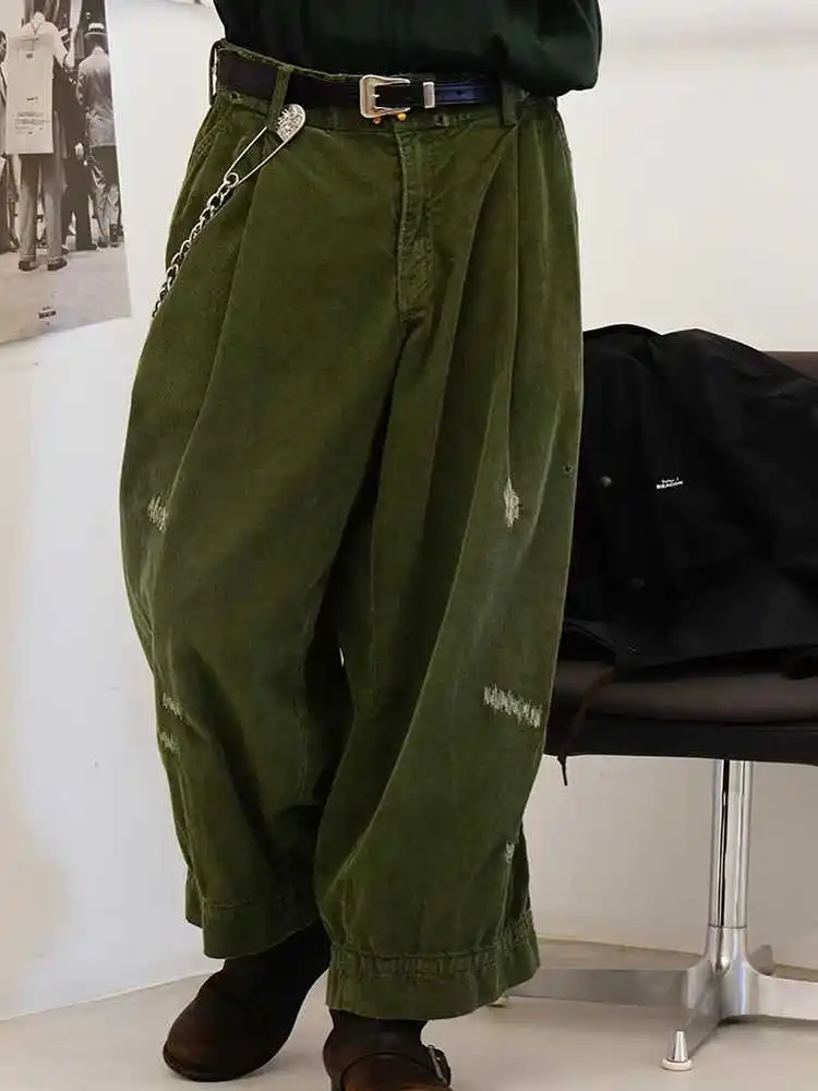 مجموعة 24AW Abe Run متوفرة بلونين، سراويل مخملية فضفاضة عصرية للرجال والنساء