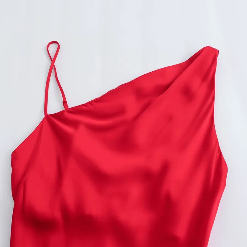 الصيف بلون قبالة الكتف غير المتماثلة الحرير فستان ستان المرأة مطوي أكمام فستان طويل الإناث مثير ملابس ضئيلة 2025 ارتداء