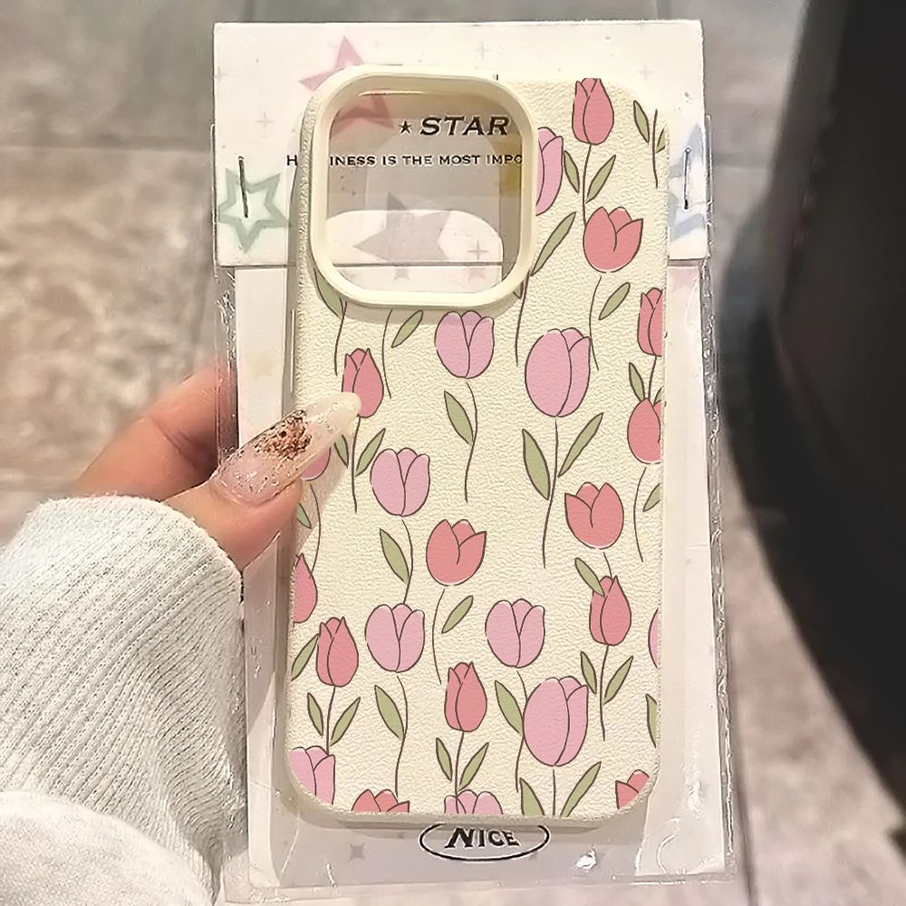 Rosa Tulpen-Handyhülle für iPhone 17 16 15 14 13 12 11 Pro Max 16 15 14 Plus 17 16 15 14 13 12 11 Pro 17Air Silikon-Matt-Cover – Detail 1