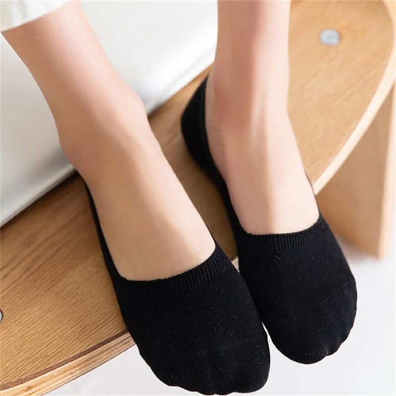 5/10/20 Pairs Random Color Invisible Socks Cotton Silicone Anti Slip Spring Ankle Socks Casual Breathable Thin Boat Socks ﻿