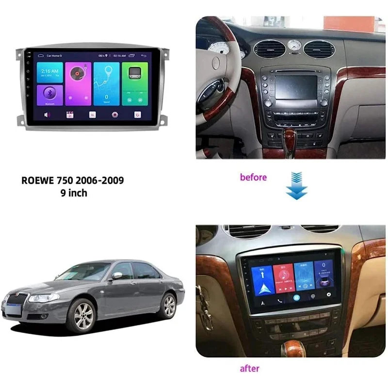 Car radio Android10 Carplay 2din Multimedia player GPS Navigation for ROEWE 750 2006-2009 WIFI 4G BT 4+64G 9Inch screen DVR