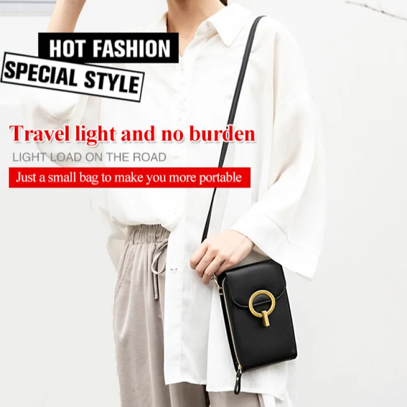 กระเป๋าสะพายหนัง PU สำหรับผู้หญิงกระเป๋าหิ้วมีฝาปิดขนาดเล็กคุณภาพสูงกระเป๋าโทรศัพท์เซลล์แนวตั้งสำหรับผู้หญิง