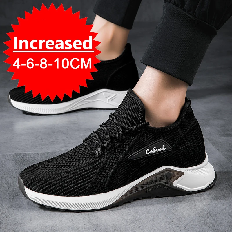 

Men Breathable Height Increase Shoes Lightweight Sneakers Invisible Height Increase Shoes 8/10CM White Breathable Mesh Sneakers