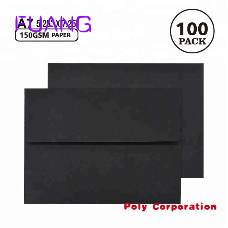 Custom  A7 Black Invitation Cards 5x7 Envelopes with Square Flap and Self Seal Perfect for Weddings, Birthday, invitations