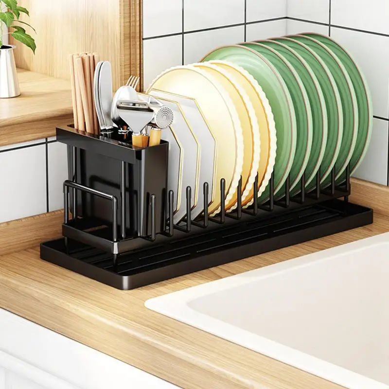 

Стеллаж для посуды, кухонный счетчик, нержавеющий, из углеродистой стали, компактный дизайн, сушилка для посуды с сушилкой, кухонный органайзер для хранения