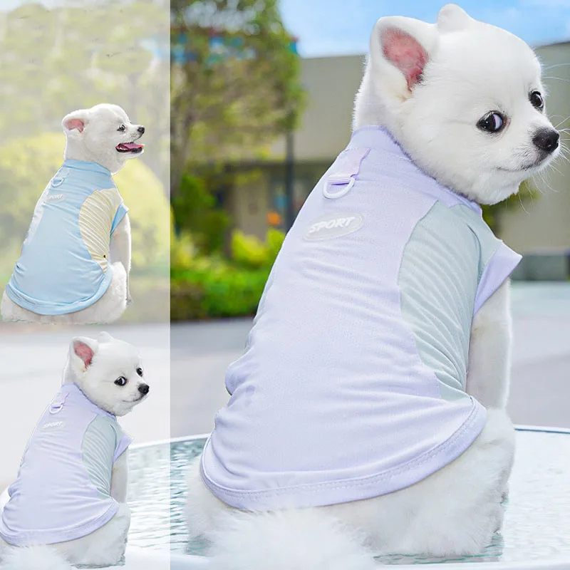 

Cooling Vest Clothes Summer Short Sleeve Hoodie Shirt Dog Clothes For Small Big Dogs Labrador Chiwawa Puppy Sweatshirt Tshirt 3L