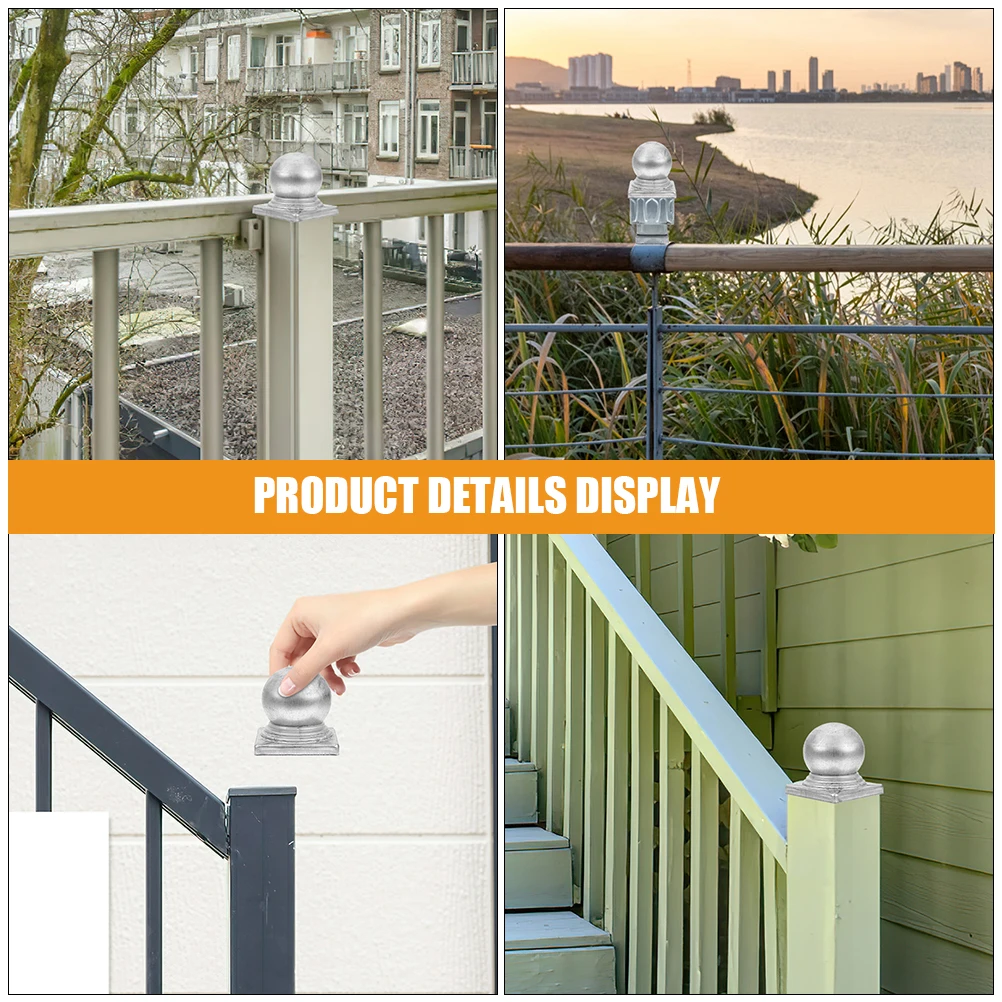 

4pcs Metal Post Caps Ball Shaped Iron Post Covers Durable Guardrail Caps Sturdy Fence Protector For Railings Iron Fence