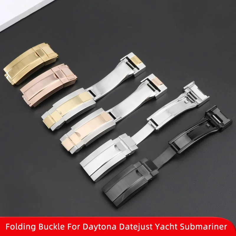 For Rolex Daytona Yacht Solid Stainless Steel Folding Buckle Black Golden Rose 9x9 9x16mm Classic Style Exquisite Watch Buckle