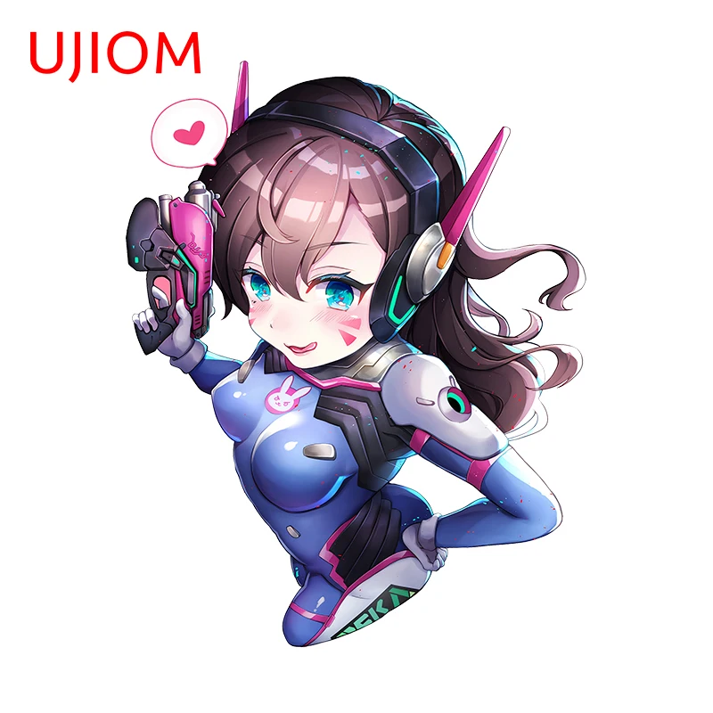 UJIOM 13cm X 10.1cm D.Va Chibi Girls Cartoon Overwatch Wall Stickers Living Room Bathroom Decal Creativite Wallpapers Home Decor