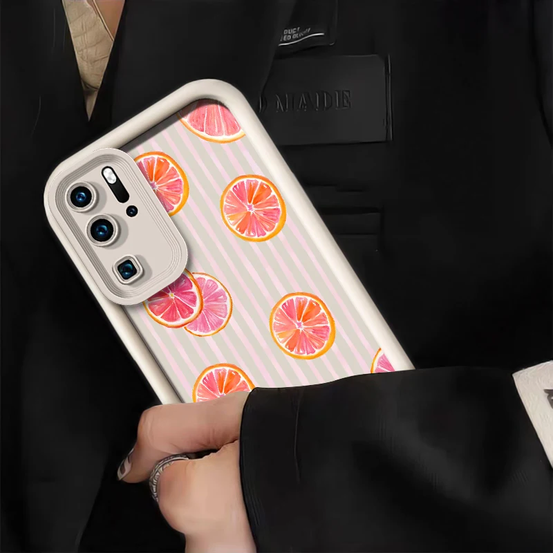 حافظة لهاتف هواوي Y9 برايم سمارت برو 2019 P50 Pro P40 Lite 5G P30 Pro P20 Y7A Y9S غطاء ليمون برتقالي فراولة #3