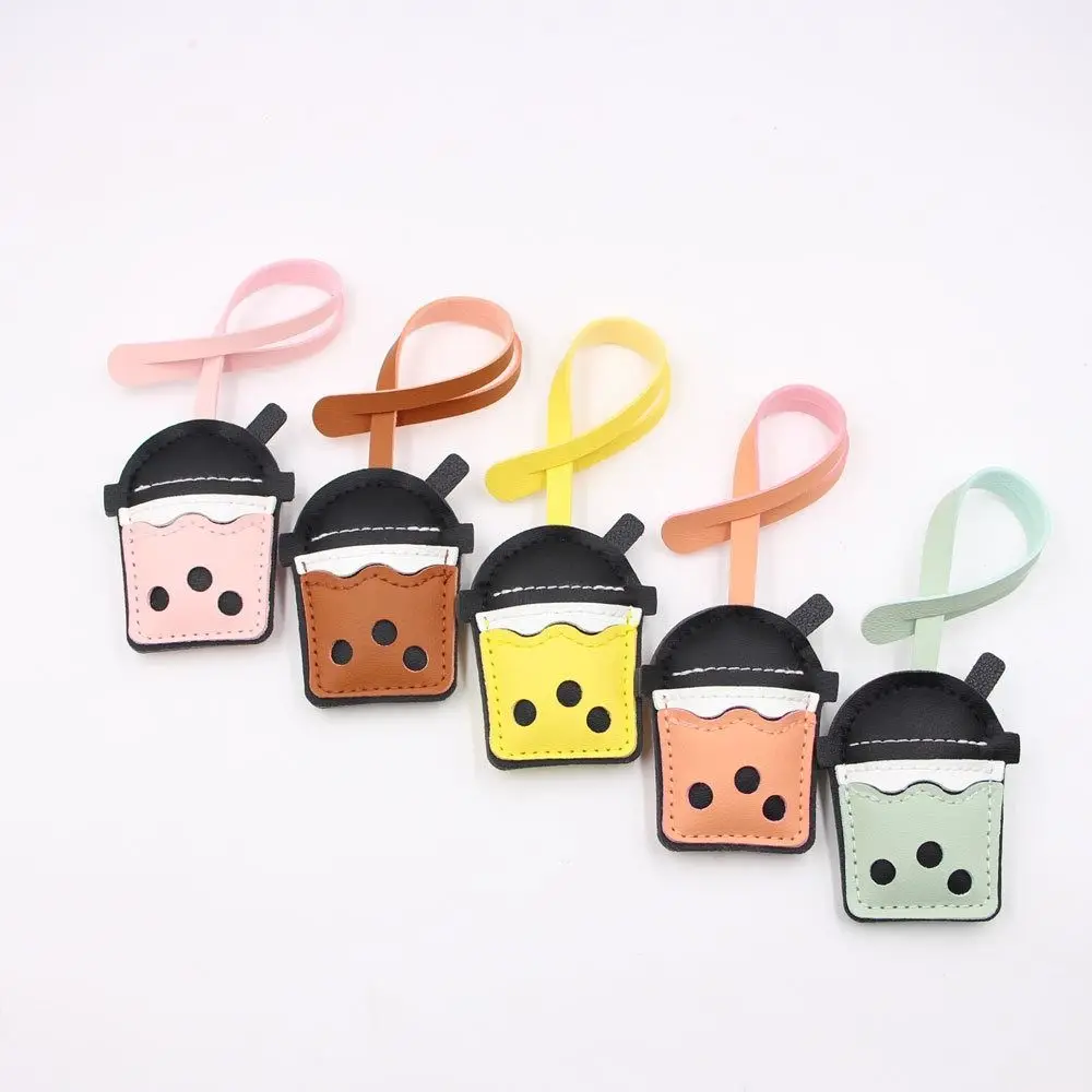 جميل بو الجلود شماعات اللؤلؤ الحليب فنجان شاي قلادة سيارة كيرينغ موضة بولي Keychain المفاتيح الكرتون الإبداعية حقيبة قلادة النساء