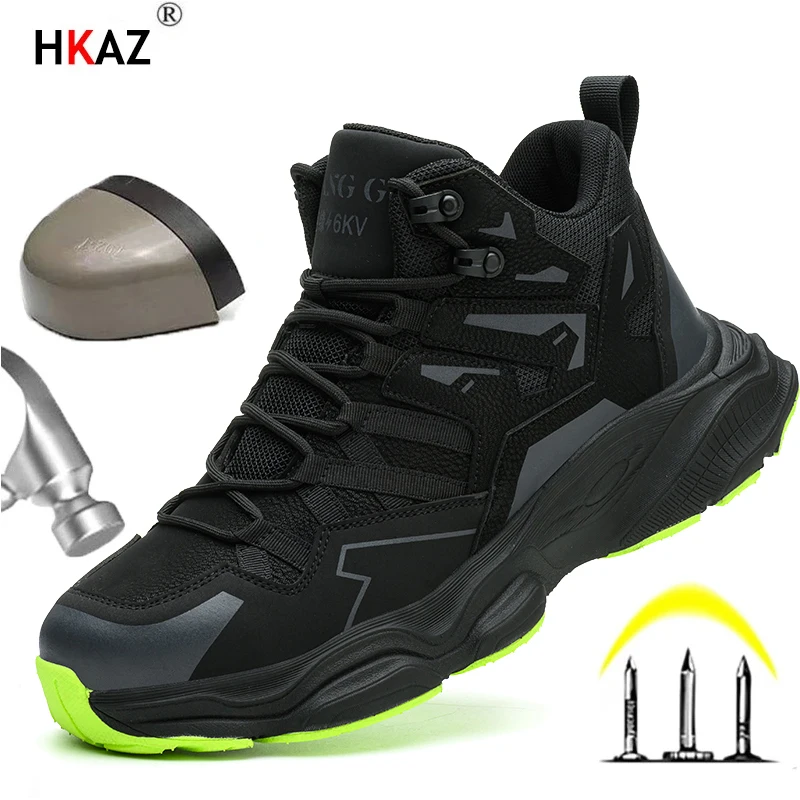 High Top Safety Shoes Men Steel Toe Work Shoes Men Women Work Safety Boots Anti Smash Safety Indestructible Work Boot Breathable