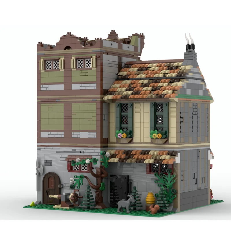 City Street View Moc Building Blocks Hardware & Grocer Model Technology Brick DIY Assembly Construction Toy Holiday Set Gifts