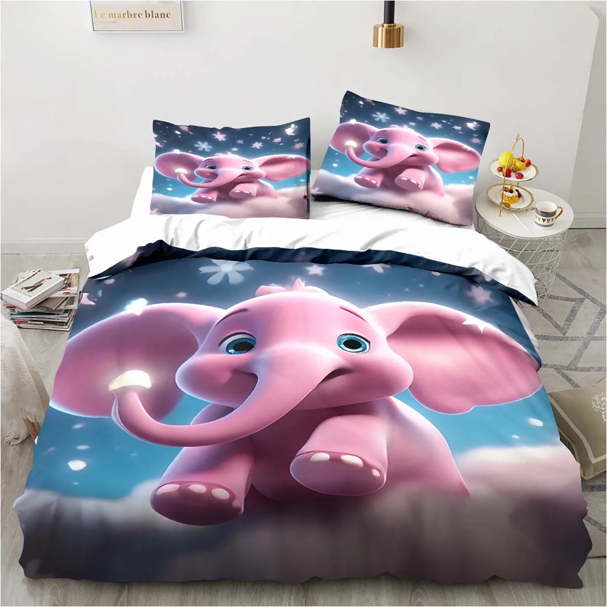 

Small War elephant pattern bedding, bedroom quilt pillowcase three-piece set, beautiful bedroom quilt pillowcase, Christmas gift