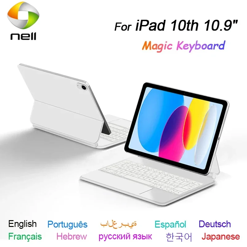 Podświetlana klawiatura z touchpadem Magic Keyboard dla iPad 10 10. generacji 2022 10.9 cala A2696 A2757 A2777 Magnetyczna inteligentna obudowa Bezprzewodowa klawiatura