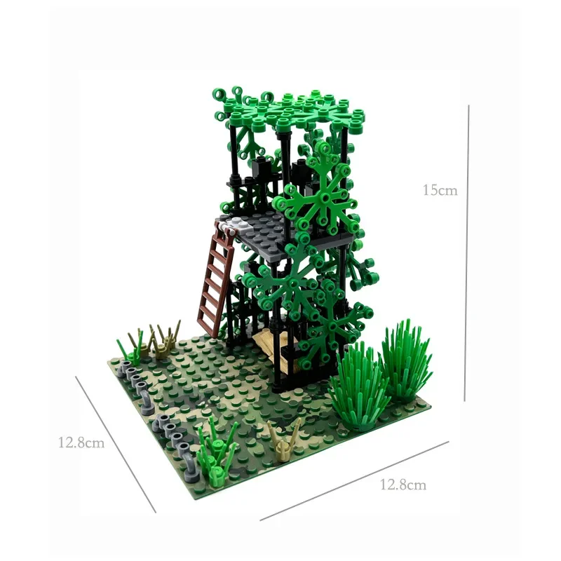 

MOC Children's Military Scene Accessories Small Granule Building Assembly Jungle Trench Command Post Sentry Gun Boy Toy Gift