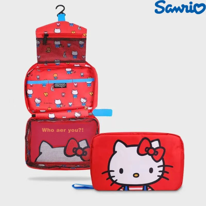 

Sanrio Hello Kitty мультфильм большая емкость подвесная складная косметичка для хранения портативная настенная сумка подарки на день рождения для девочек