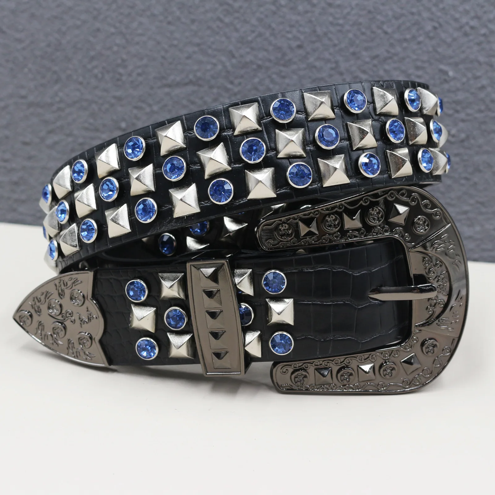 men's luxury fashion diamond studded belts soft leather rivets belt hip hop rock rhinestone waistband womens designer strapon