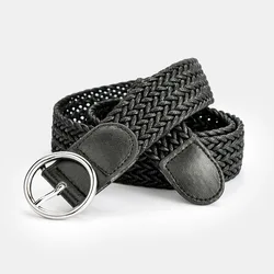 New Unisex Metal Buckle Belt Women Knitted Braid Exquisite Designer Multi-color Wax Rope Woven Jeans Dress Casual Waistband Belt