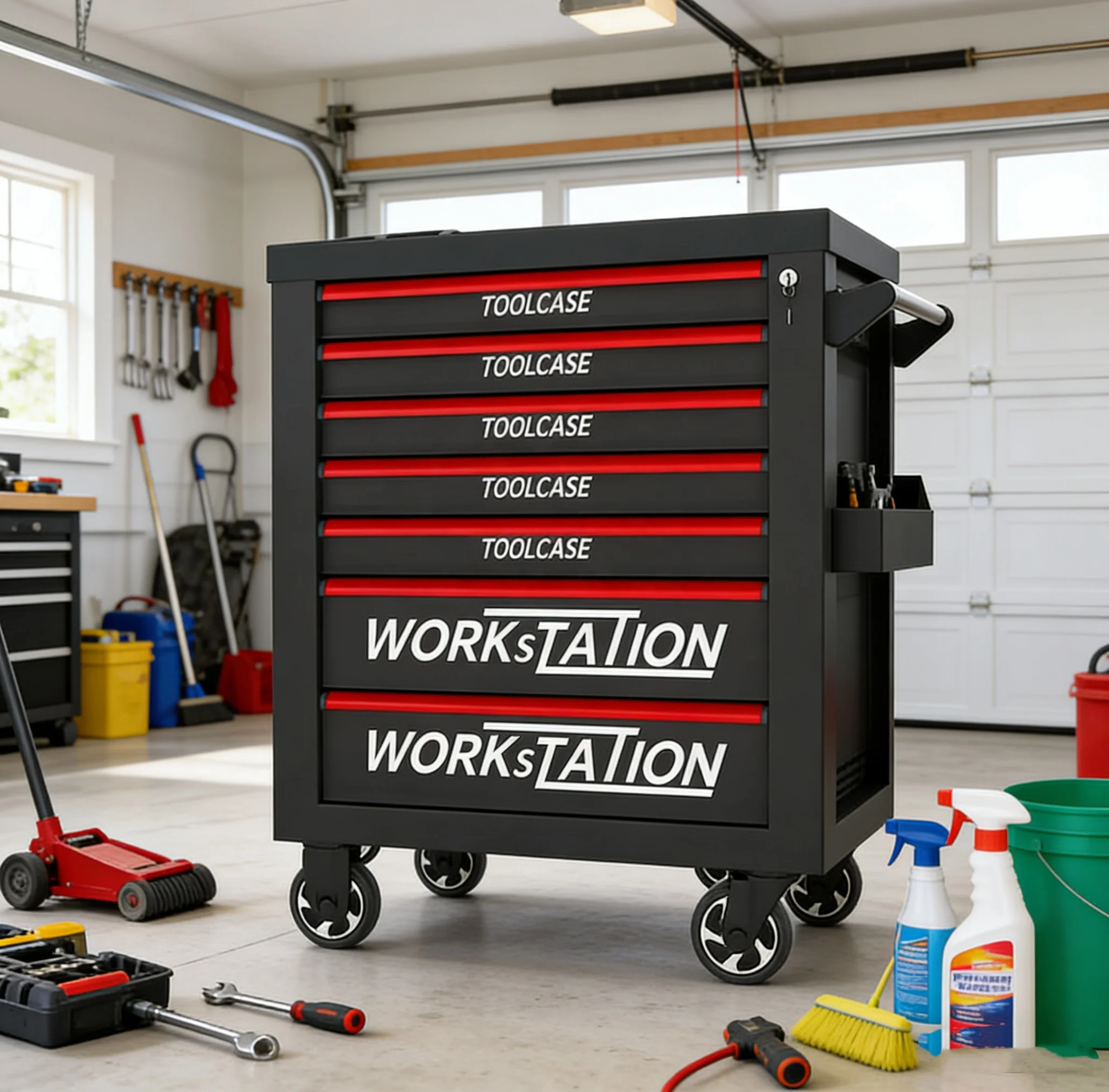 Heavy-Duty Modern Metal Cabinet 7 Drawers Fixed Swivel Casters Keyed Lock 3-Year Warranty Customizable Colors For Workshop
