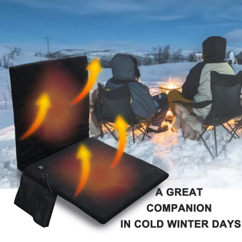 

Portable Electric Heating Pad Outdoor Winter Fishing Camping Temperature Adjustment Heating Chair Cushion Waist Heating