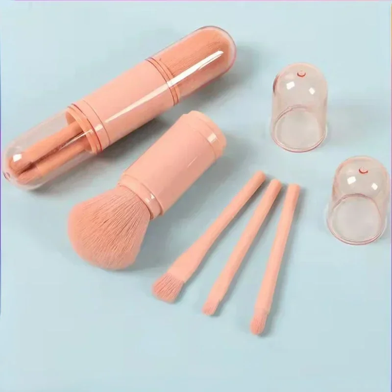 Heallor-Juego de brochas de maquillaje 4 en 1 para mujer, Mini brocha para ojos, tono de piel, retráctil, portátil, cosmética, belleza Acc