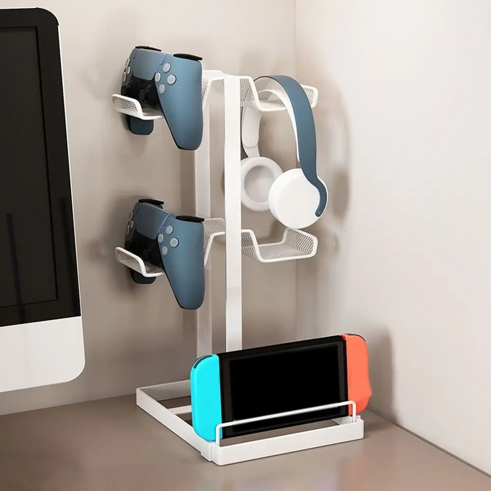 

Iron Game Controller Holder Compatible Headphones Large Capacity Gamepad Storage Rack Space Saving Multi-Tier