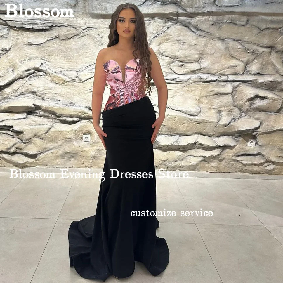 

Sleeveless Sweetheart Neckline Prom Dresses Mermaid Glitter Pink Evening Dresses 2024 Floor-length Formal Wedding Party Gown