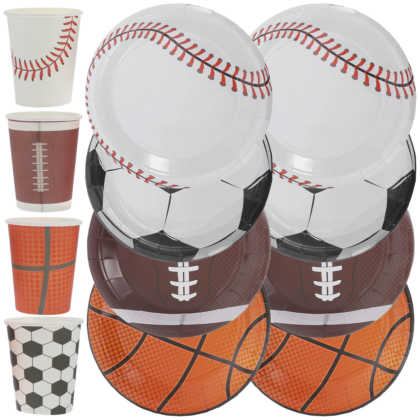 

1Set Sports Ball Paper Tableware Disposable Food Grade Cutlery Sports Theme Birthday Party Decoration Ball Game Party Decoration