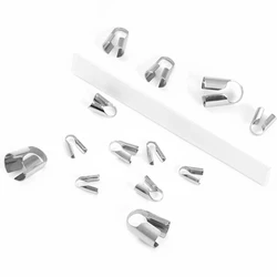50Pcs Stainless Steel Cords Crimp End Clasps Beads Caps Leather Clip Tip Fold Crimp Bracelet Connectors For Jewelry Making