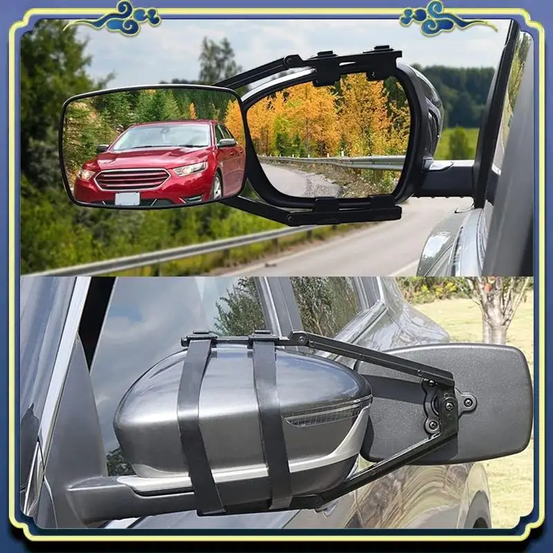 AU16-Universal Towing Mirrors For Towing 360° Rotation Adjustable Towing Mirror, Black 2PCS