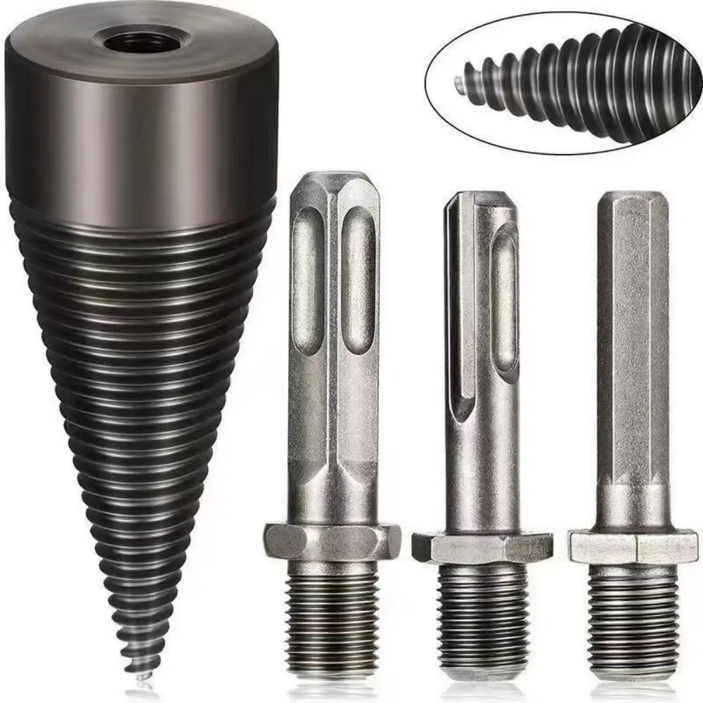 4Pcs 32mm 42mm 50mm Wood Splitter Bit Set Square Round Hexagon 3 Handles Wood Drill Bit Heavy Duty Twist