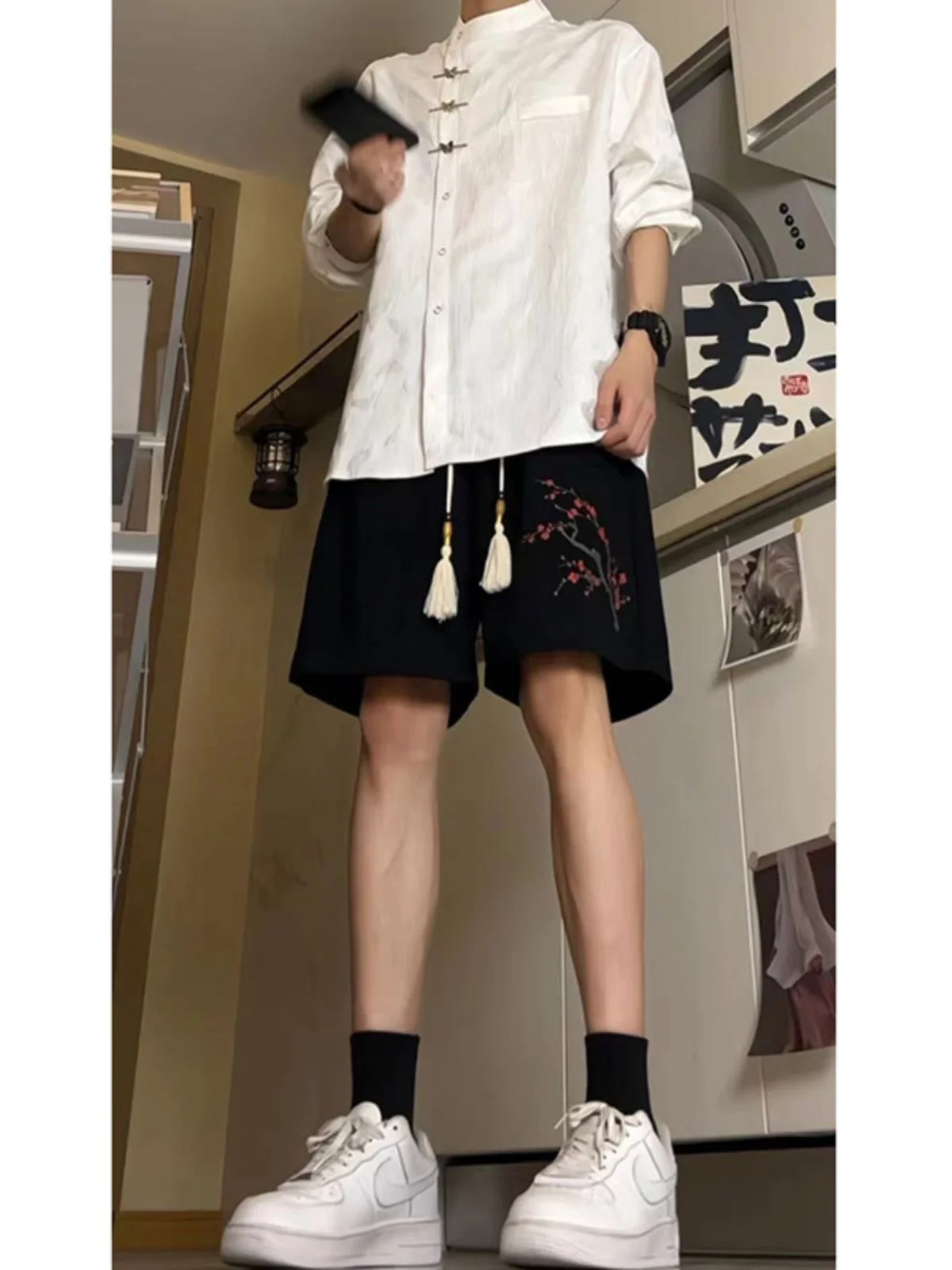 

American Sle Men's Summer orts 2024 New Thin Faion Loose Casual Five-Quarter Running Baskeall Sports Pants