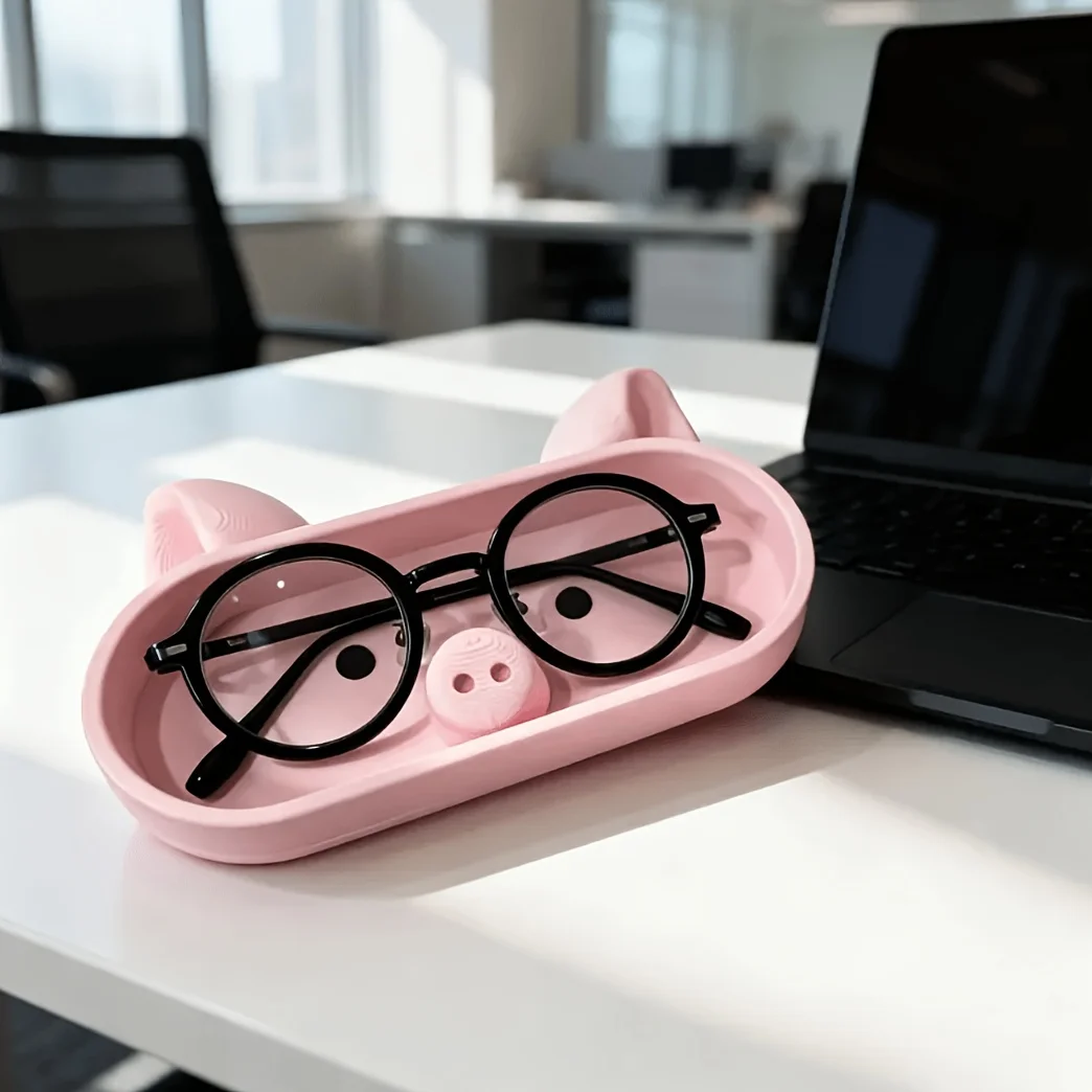 1-Piece Pig-Shaped Storage Tray, Pig Glasses Holder, Phone Stand, Pink Cross-Border Pig Storage Box, Multifunctional Desktop Organizer, Creative Entryway Key and Miscellaneous Item Storage Ornament, Student-Friendly, Girly Desktop Storage Gadget