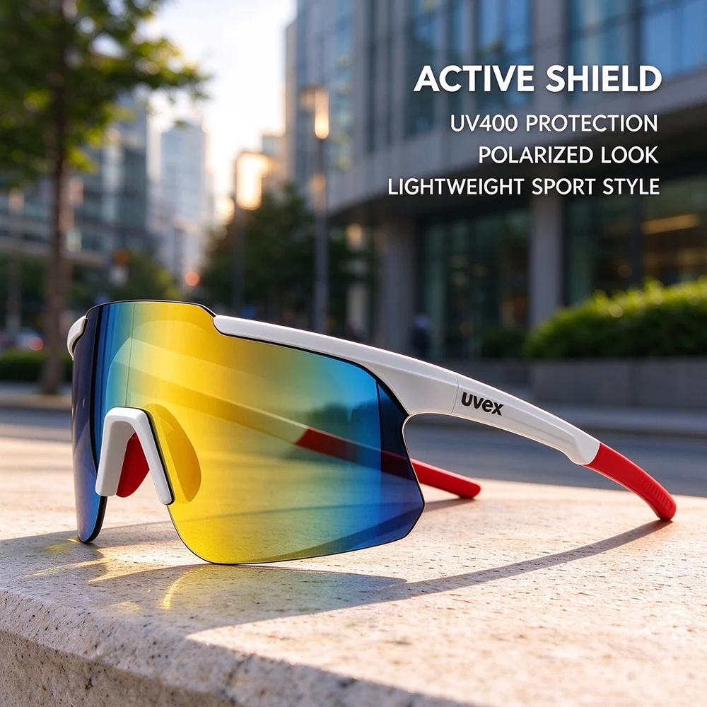 Radfahrer-Sonnenbrille für Outdoor-Sportarten, Fahrradbrille für Straßen- und Mountainbikes, Angeln, Wandern, Reiten, Unisex-Brille mit Etui