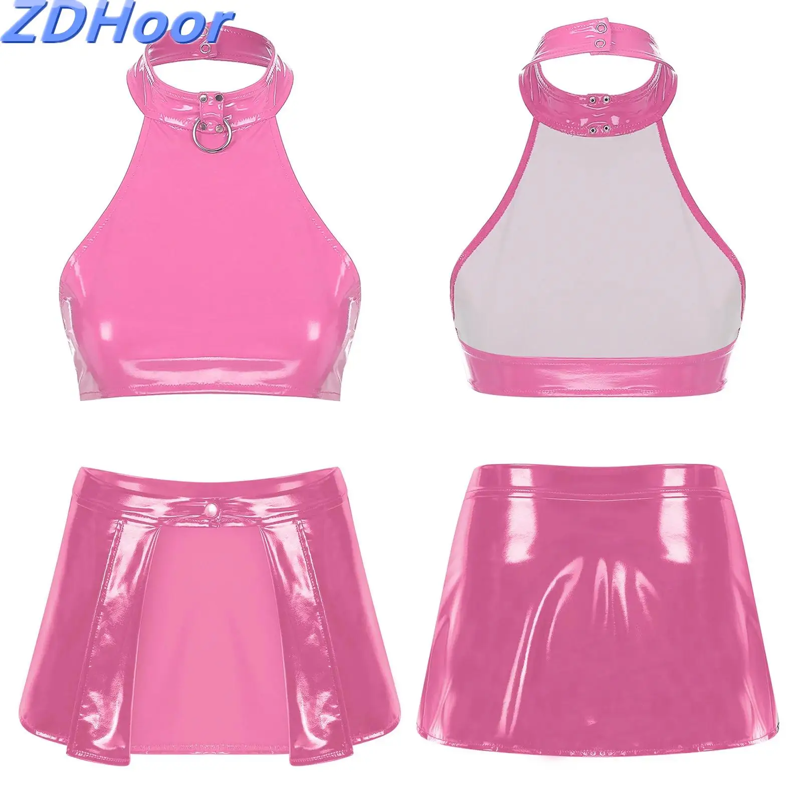 

Женский Блестящий короткий топ без рукавов с открытой спиной и круглым вырезом