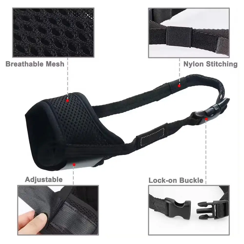 Pet Dog Adjustable Bark Bite Mesh Mouth Muzzle Grooming Anti Stop Chewing for Small Dogs Nylon Belt Dog Pet Products