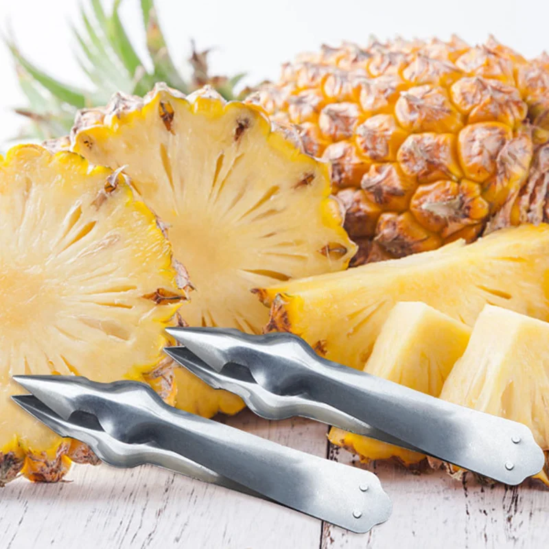 Pineapple Corer Slicer Cutter Pineapple Eye Remover Clip Strawberry Huller Fruits Peeler Stainless Steel Kitchen Knife Gadgets