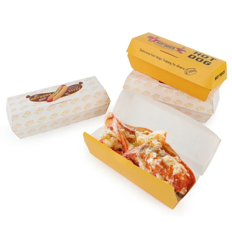 

Customized productClamshell Custom Kraft Paper Hot Dog Bread Tray Long Sandwich Burger Packaging Box