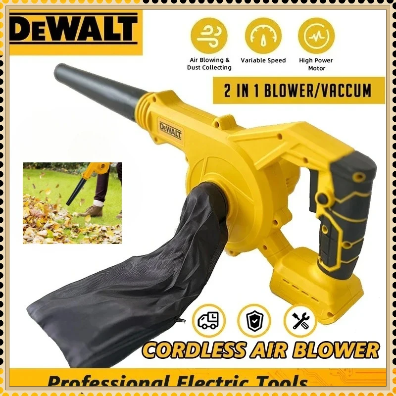 Soplador de Aire Inalámbrico Multiusos DeWalt Collector Leaf Duster, Aspiradora Eléctrica para Polvo, Compatible con Baterías de 18V / 20V