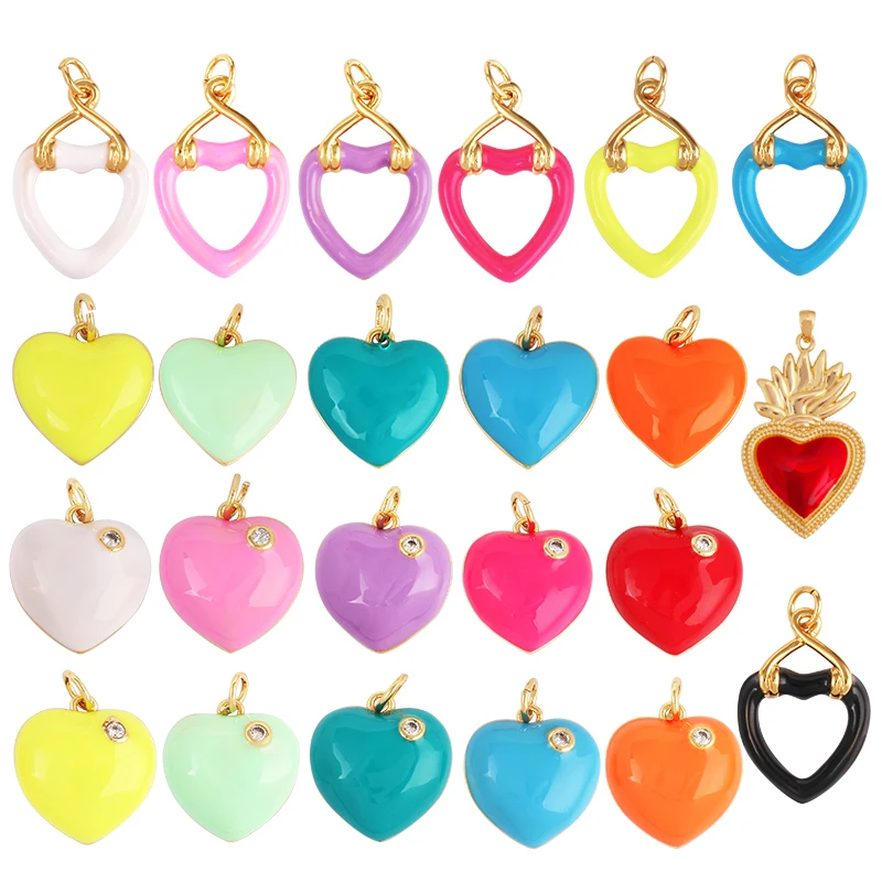 

Подвеска с теплой эмалью, неоновая, розовая, оранжевая, бирюзовая, красная подвеска в форме капли, настоящий золотой цвет, ожерелье, браслет, подвеска M05