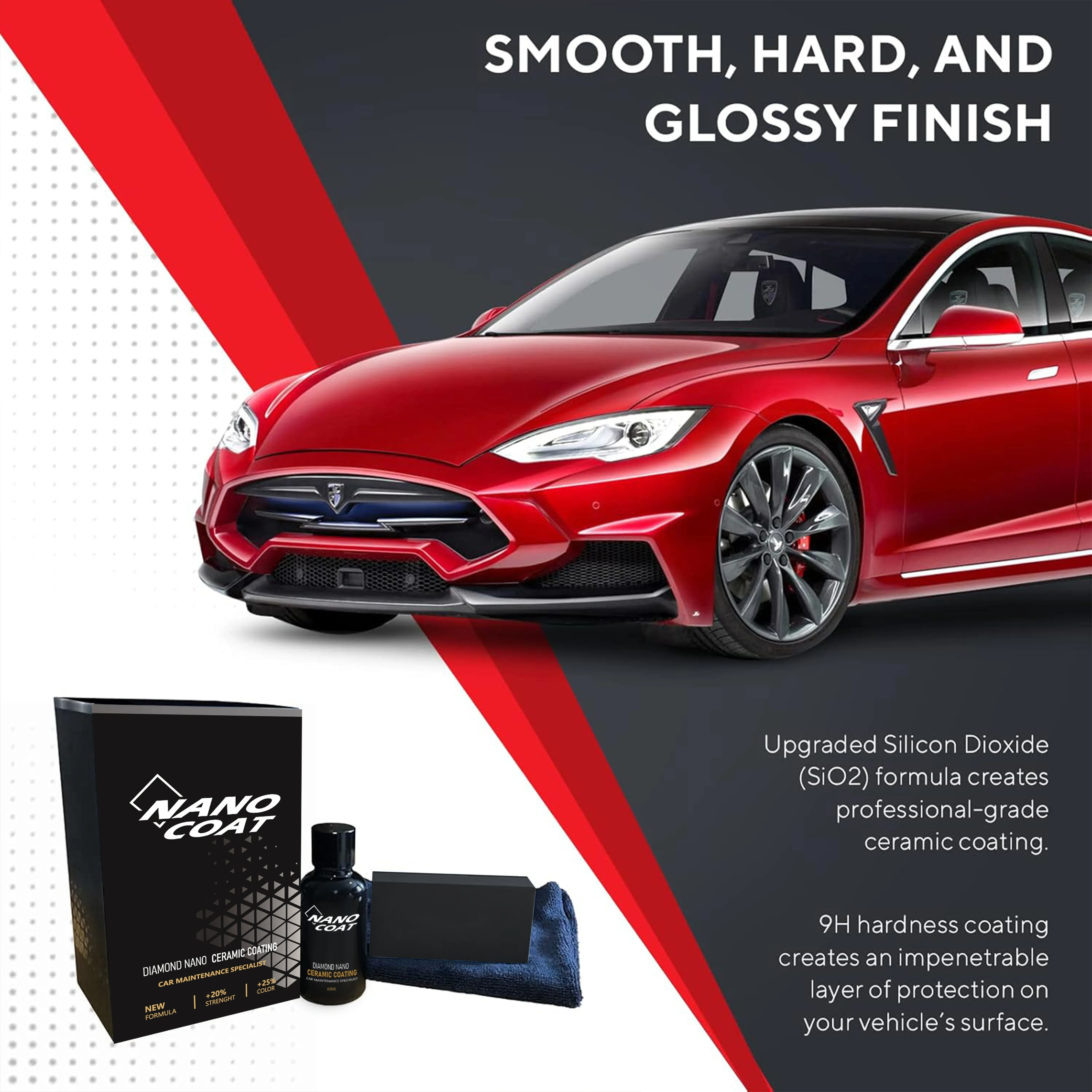60ml Professional Ceramic Coating for Cars High Gloss Paint Protection UV Resistant for Wheels Glass Plastic Ultra Hydrophobic