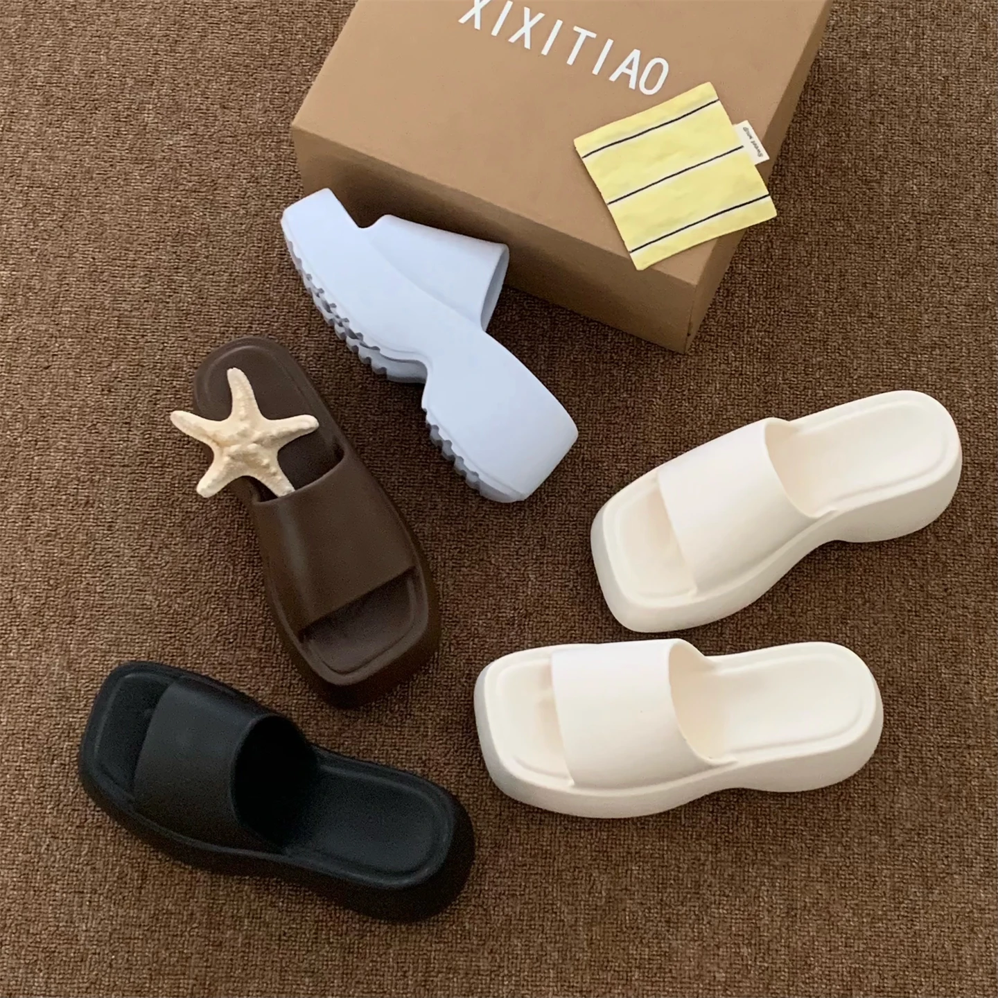 Outdoor Women's Sandals 8cm Heel Thick Bottom Anti-Slip Beach Shoes Arch Support Slope Heel Slippers Fashionable Casual Slip-On