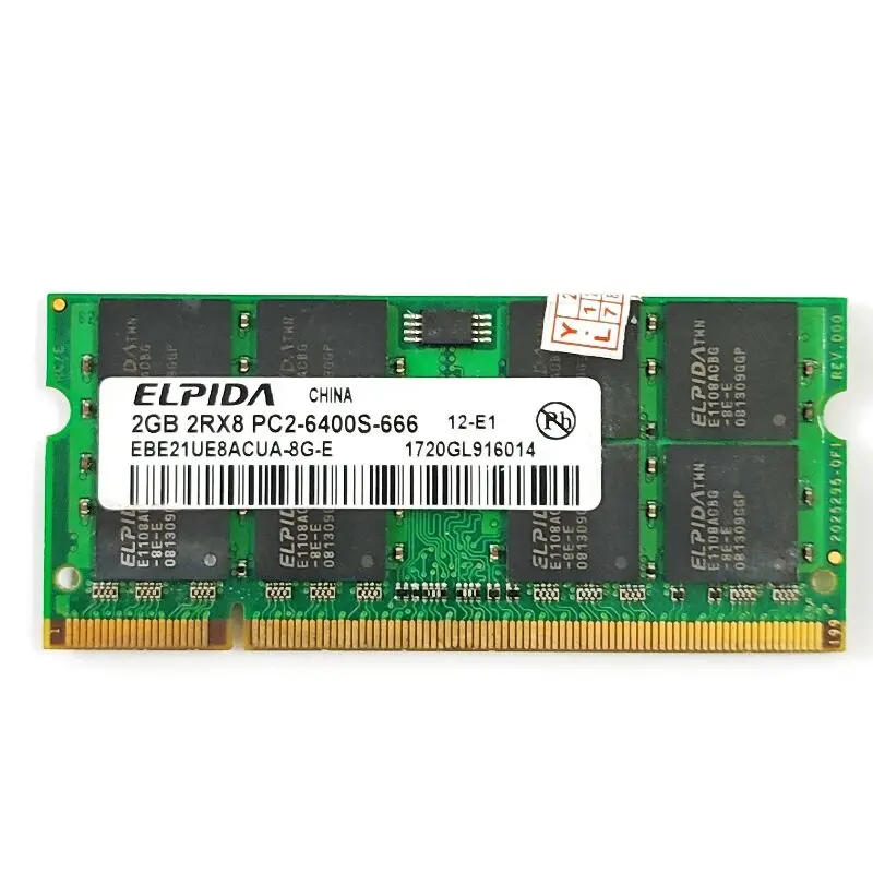 ELPIDA RAMS DDR2 2GB 800MHz Память для ноутбука DDR2 2GB 2RX8 PC2-6400S 666 memoria для ноутбука 1,8 v