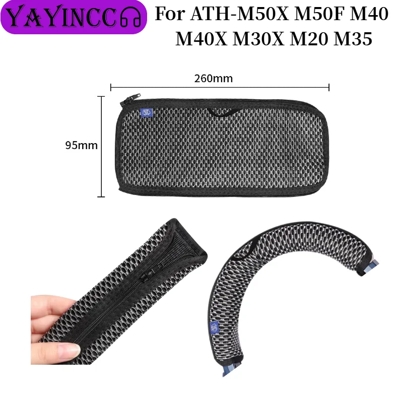 

Headband Cover For ATH-M50X M50F M40 M40X M30X M20 M35 Headphone Mesh fabric zipper head beam protective cover