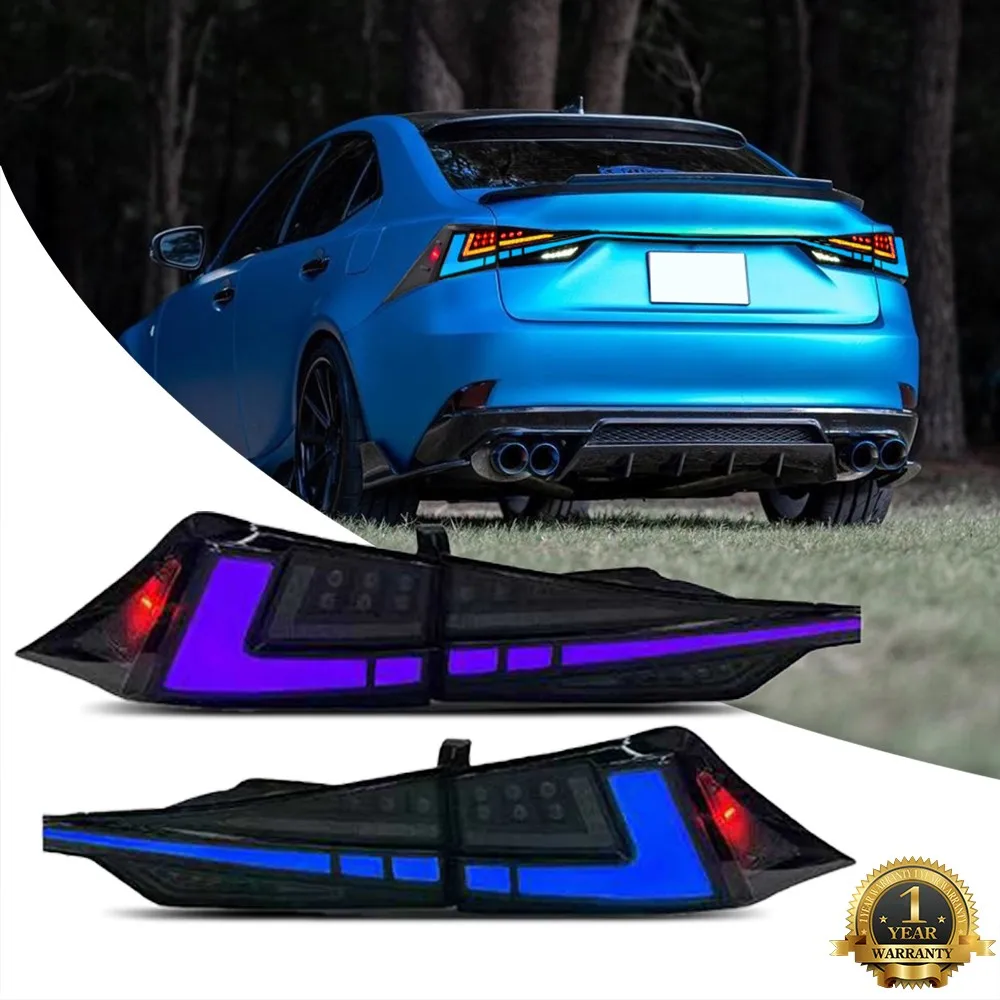 

2Pcs LH+RH RGB Color LED Tail Lights Assmebly For Lexus IS300 IS350 2013-2020 Sequential Turn Signal Trunk Rear Brake Lamps