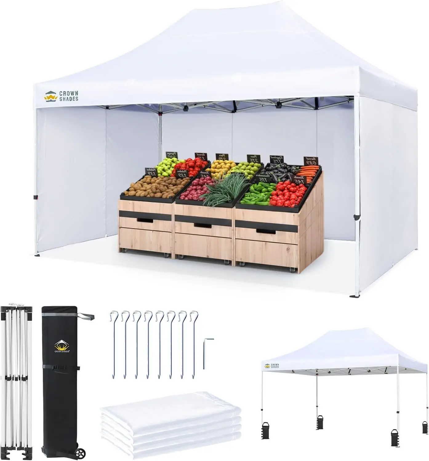 

10x15 Pop Up Canopy Tent, Thicken Frame Commercial Heavy Duty Tent, 4 Sidewalls 8 Stakes & 4 Sandbags & 4 Ropes, Outdoor